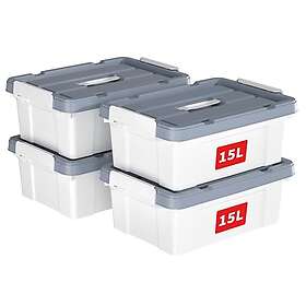 Cetomo 15L Storage Box with Lid Plastic 4-pack