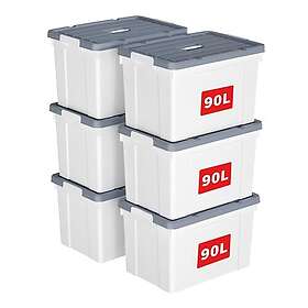 Cetomo 90L Boîte de Rangement avec Couvercle Plastique 90L 6-pack