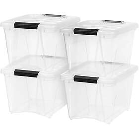 Iris Ohyama Stacking Storage Crate with Lid 19 Quart 4-pack