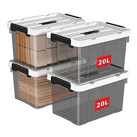 Cetomo Förvaringslåda med lock Plast 20L 4-pack