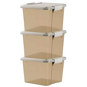 GONICVIN Storage Box avec Couvercle Plastique 60L 3-pack