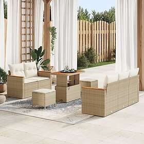 vidaXL Hage Sofasett med Pute 10 Deler 3364941