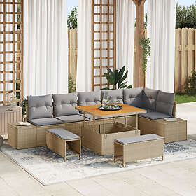 vidaXL Ensemble de Canapé de Jardin avec Coussin 9 Pièces 3362797