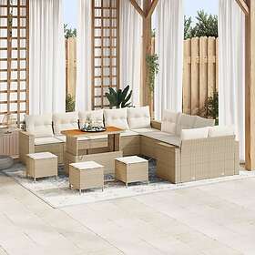 vidaXL Ensemble Canapé de Jardin Réglable en Hauteur 14 Pièces Beige Polyrotin 3