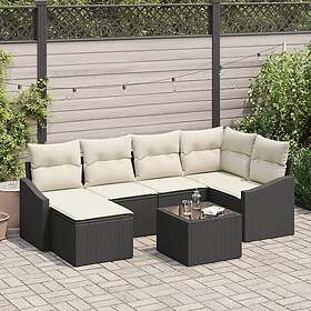 vidaXL Hage spisesett med pute 7 Deler 3355466