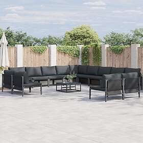 vidaXL Garden Sofa Set with Cushion 14 pcs Black Steel 3379033