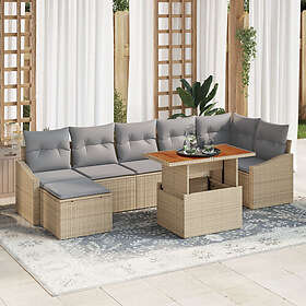 vidaXL Garden Dining Set med Kudde 8 Delar 3349867