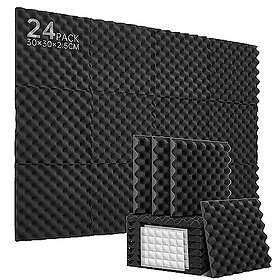 Soundsbay 30x30x2.5cm Svart Akustisk Skum 24-Pack