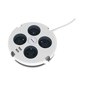 QUARX 4-Voies Commuté avec 2x USB Multiprise 0m 41165