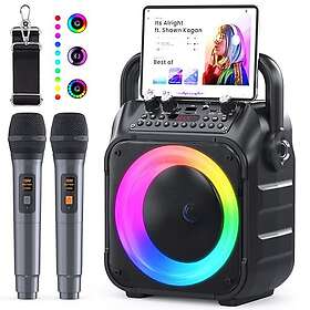 Ankuka Karaoke System (2 Wireless Microphones, Bluetooth, LED Lights)