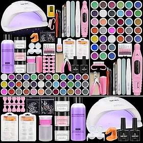 Yokilly Nail Art Kit Acrylic with UV LED Lamp 80W 3 Colors 30g