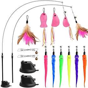 GingerUPer Jouet Interactif pour Chat Baguette à Plumes 13-Pack