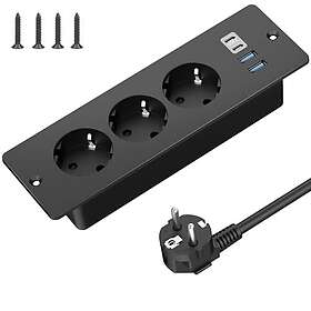 SUDEERY 3-vägs Grenuttag med 2x USB-A och 2x USB-C 2m