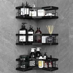 ACE Étagère de Douche Forme L Noir Paquet de 3