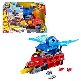 Hot Wheels City Transporteur de Dragon Ultime 2-en-1 et Ensemble de 2 Voitures M
