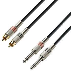 Adam Hall K3 Tpc 0100 2 X RCA to 2 X 6.35mm TRS Cable 1m K3TPC0100