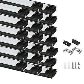 Besseto BST-ALP1707 U-formad LED Aluminiumprofil 2m Svart