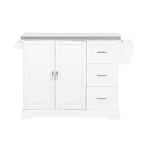 SoBuy FKW41-ST Îlot Central Extensible avec Plan de Travail (Blanc/Gris)