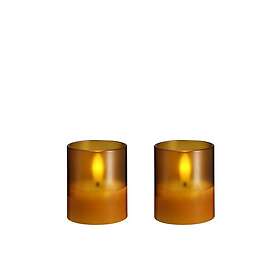 Moods & More 5708311314971 LED Glass Candle Hurricane 2-pack