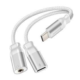 Swissten 8595217488380 USB-C to 3.5mm + USB-C Adapter White