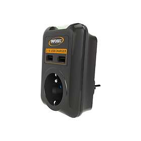 Infosec S1 USB Neo 3-Voies Multiprise Protégée Contre les Surtensions 61297
