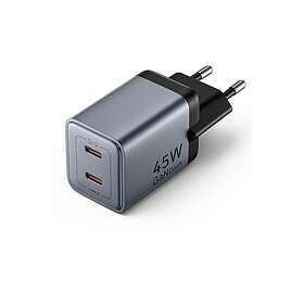 Vention FCDH0-EU 2-Port USB-C GaN Vægoplader 45W
