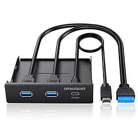 GrauGear 3-Port USB-C/A 10Gbps Front Panel (18030)