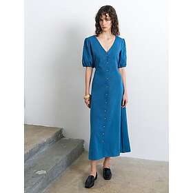 French Connection Zaves Chambray Puff Sleeve Midiklänning