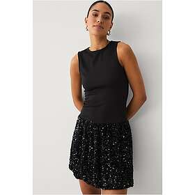 Vila Vibelieve Kort Ärm Mix Paljetter Klänning
