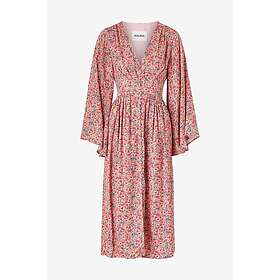 Malina Auden Satin V-Neck Midi Klänning