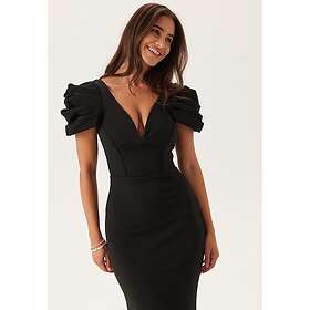 Goddiva Pleated Sleeve Maxi Klänning