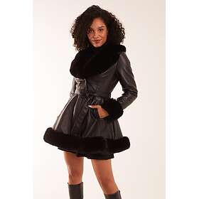 Blue Vanilla Fur Trimmed Belted Coat (Women's)