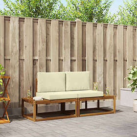 vidaXL Sofa Set 2 pcs Natural Solid Acacia Wood and Polyester