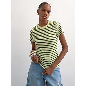 TOPSHOP Sally Short Sleeve Stripe Rib T-shirt (Dam)
