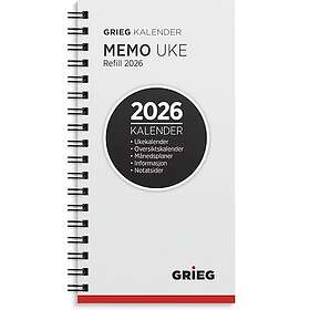 Grieg Memo Ukeplanlegger Påfyll 2026 Pocket