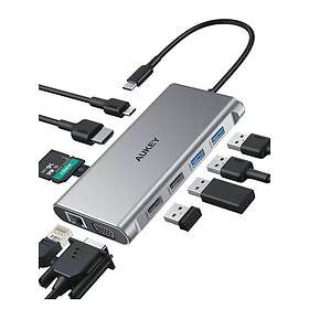 Aukey 10 in 1 USB-C Hub RJ45 Ethernet HDMI 4k@30Hz SD microSD CB-C89