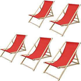 ECD Germany Set Of 5 Foldable Träträdgårdsstol Solstol
