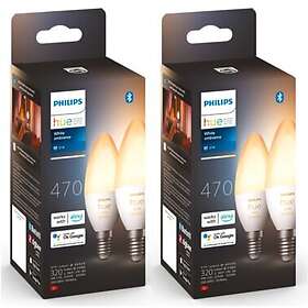 Philips Hue White Ambiance E14 P45 2700K-6500K 470lm 7W 2-pack