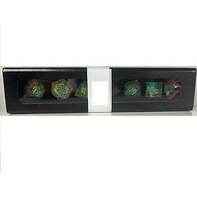 Role White Glitter Dice Green Core Tärningsset 7st