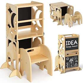 COSYLAND Tour D’Observation 3 en 1 Pliable Tour D’Apprentissage Avec Tableau CS0