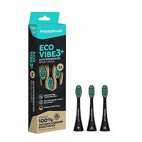 happybrush ECO VIBE 3 Borsthuvuden Svart 3-pack