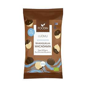 Foodin Luomu Raaka Suklaa Macadamiapähkinät 50g