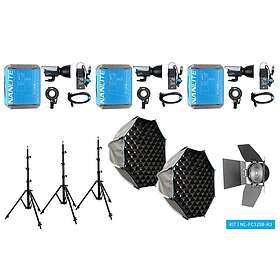 NANLITE FC-120B Projecteur LED Bicolore Kit avec Boîtier Triple, Pied d'Éclairag
