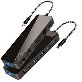 eSTUFF Docking Station USB-C 2 X HDMI, VGA, 1GbE GLB235470