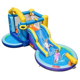 CWY Uppblåsbar Vattenrutschbana med 2 Pooler och 680W Blåsare och Vattenkanon 365x320x245cm -NP11016DE