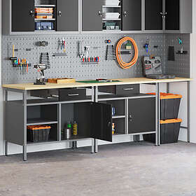 vidaXL 3321396 Ensemble d'établi 3 Pièces Gris Noir