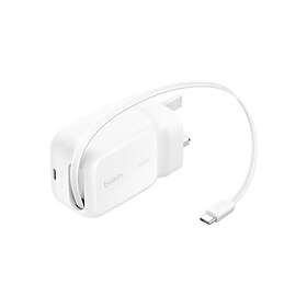 Belkin UltraCharge WCH023MYWH Uttrekkbar GaN USB-C Vegglader 45W