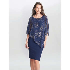 Gina Bacconi Fiona Floral Glittered Asymmetric Knee Length Dress