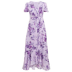 Gina Bacconi Elda Surplice Neck Short Sleeve Printed Long Dress