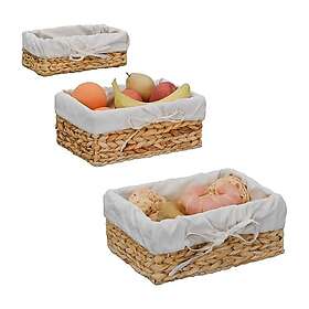 Relaxdays Brödkorg set om 3 Bomullsinsats Skandinavisk Design